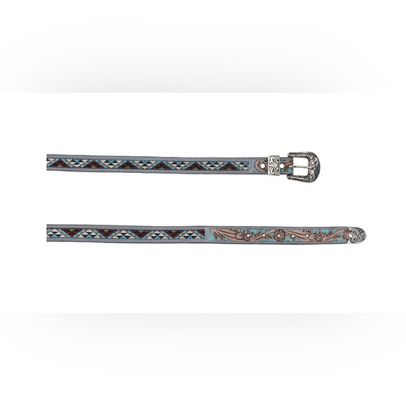 NWT in Heavy Canvas Dust Bag Myra Bag Leather & Beaded Western Belt with Buckle - Picture 5 of 9